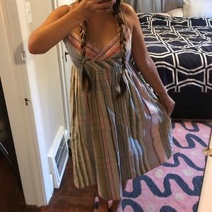 🌸 Pastel rainbow plaid sun dress